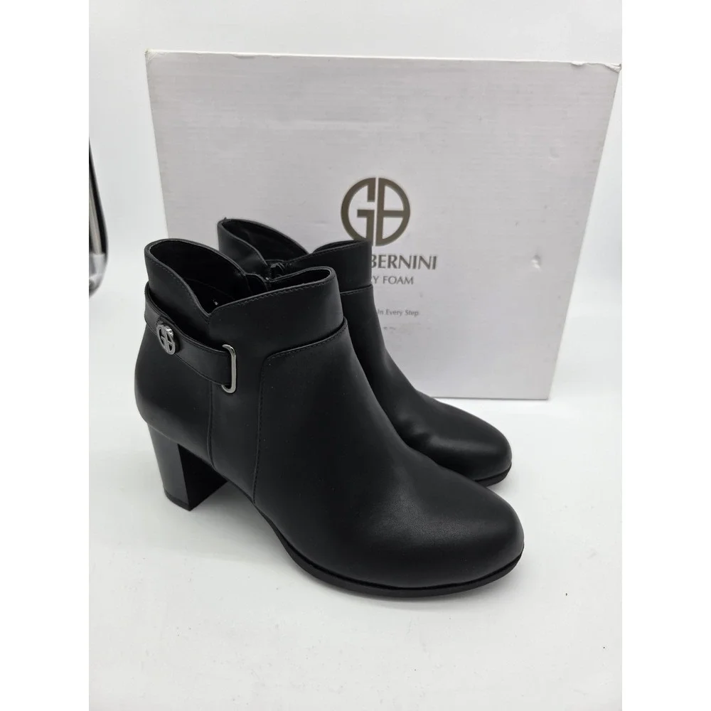 Giani Bernini Womens 6.5 M Black Artemyss Faux Leather Booties NIB ZQ3